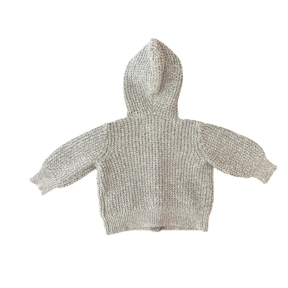 Old Navy Baby Hooded Cardigan Sweater Heather Grey Marl 6-12M (0957)